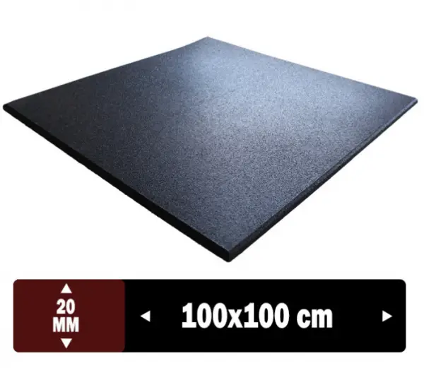 KADOZE PRO Sıcak Pres Kauçuk Spor Zemin 100x100x2 cm [Siyah] - m²