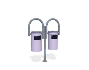 KADOZE ÇK-27 İkili Baston Büküm Metal Çöp Kutusu - adet