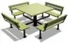 PİK-05 Dörtlü Sırtlıklı Piknik Masası - Emprenyeli Çam Ahşap Metal - W: 200 cm D: 200 cm H: 78 cm
