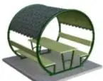 PİK-06 Dairesel Piknik Masası - Emprenyeli Çam Ahşap - Metal - W: 180 cm D: 200 cm H: 220 cm