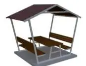 PİK-09 Ev Çatılı Piknik Masası 180 Cm - Metal - Emprenyeli Çam Ahşap