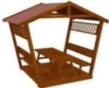 PİK-10 Ev Çatılı Ahşap Piknik Masası (Tabanlı) 150 Cm