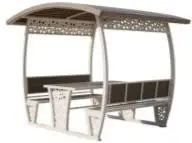 PİK-12 Lazer Kesimli Piknik Masası 180 Cm Odun Plastik Kompozit - Metal - W: 180 cm D: 190 cm H: 240 cm
