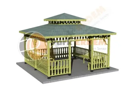 KAM-08 Kare Ahşap Kameriye Desenli Korkuluk - 4 M * 4 M