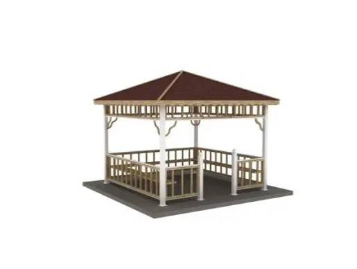 KAM-11 Metal Ahşap Hibrit Kameriye, Fırın Boyalı Metal, Emprenyeli Çam - 4 M*4 M