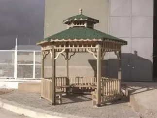 KAM-02 Altıgen Ahşap Kameriye 3 Metre Taban Çapında, Emprenyeli Çam